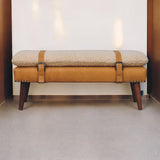 Boucle Leather Bench - Tan