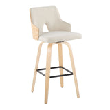 Stella - Contemporary Fixed-Height Swivel Barstool (Set of 2) - Natural Wood