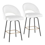 Renee - Upholstered Fixed-Height Counter Stool (Set of 2) - Black Metal