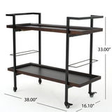Modern Industrial Bar Cart With Shelving And Casters