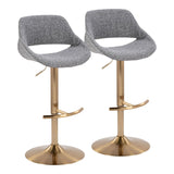 Fabrizzi - Adjustable Barstool With Swivel And Rounded T Footrest (Set of 2) - Gold Metal