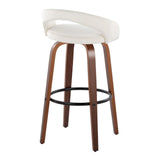 Grotto - Upholstered Fixed-Height Barstool (Set of 2) - Walnut Wood