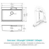 Waterfall Kitchen Sink With Pull Out Faucet & Cup Washer