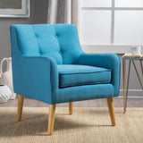 Modern Arm Chair With Tufted Back And Wooden Legs