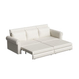 3 In 1 Convertible Sleeper Sofa With Nailhead Trim & Rolled Arm