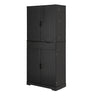 Fluted Kitchen Pantry Cabinet With 3 Keyboard Drawers & 6 Door Shelves Adjustable