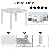 Dining Table Set With Crystal Decoration And Upholstered Chairs