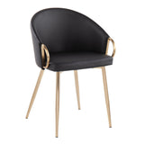 Canary - Claire Contemporary/Glam 5 Piece Dining Room Set - Gold Metal, Black MDF, And Black Faux Leather