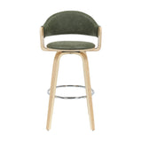 Daxton - Swivel Bar Height Round Back Wood Bar Stool With Faux Leather Seat