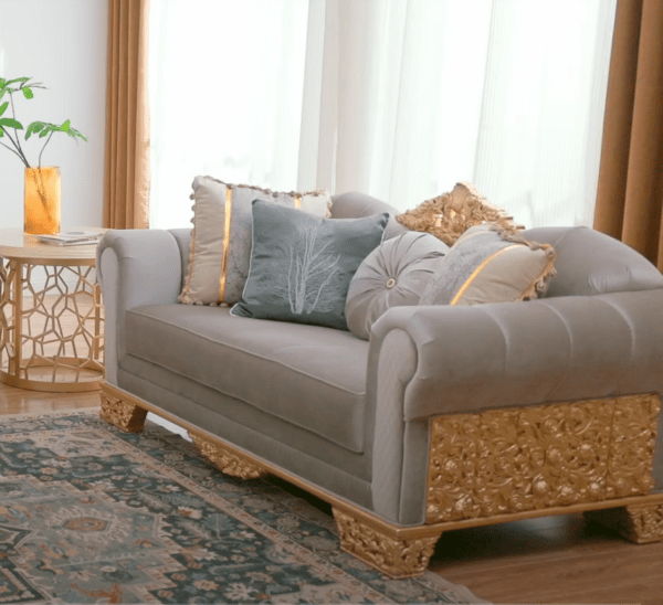 HD-9041 - Loveseat - Gray / Gold