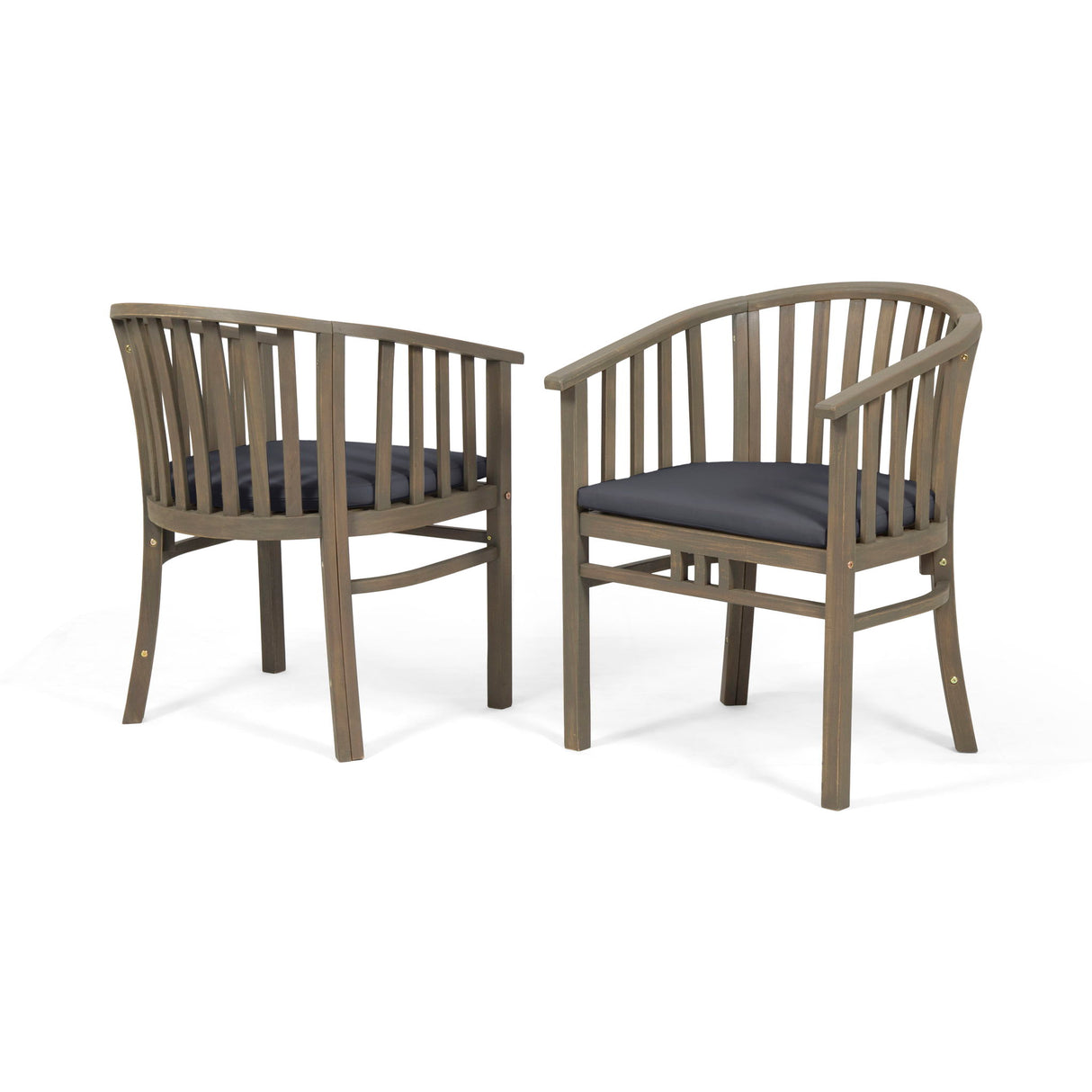 Outdoor Wooden Dining Chairs With Cushions (Set of 2)