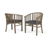 Outdoor Wooden Dining Chairs With Cushions (Set of 2)