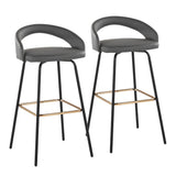 Grotto - Upholstered Fixed-Height Barstool - Black Metal