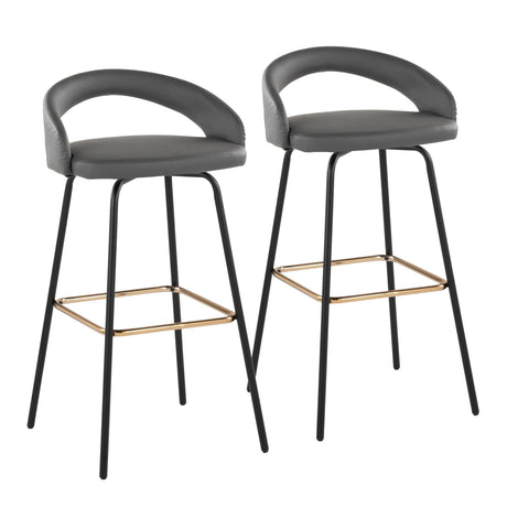 Grotto - Upholstered Fixed-Height Barstool - Black Metal