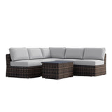 Wicker Sectional Sofa With Cushions And Table