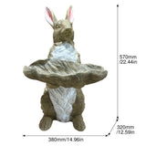 Bunny Statue Garden Ornament - Antique Brown / White