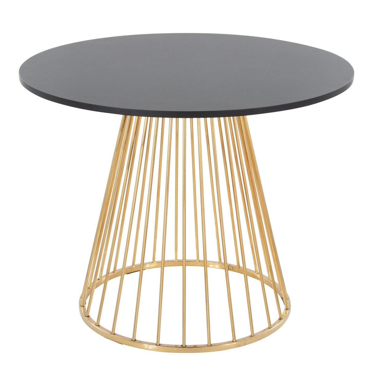 Canary - Claire Contemporary/Glam 5 Piece Dining Room Set - Gold Metal, Black MDF, And Black Faux Leather