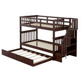 Stairway Bunk Bed With Storage And Guard Rail For Bedroom