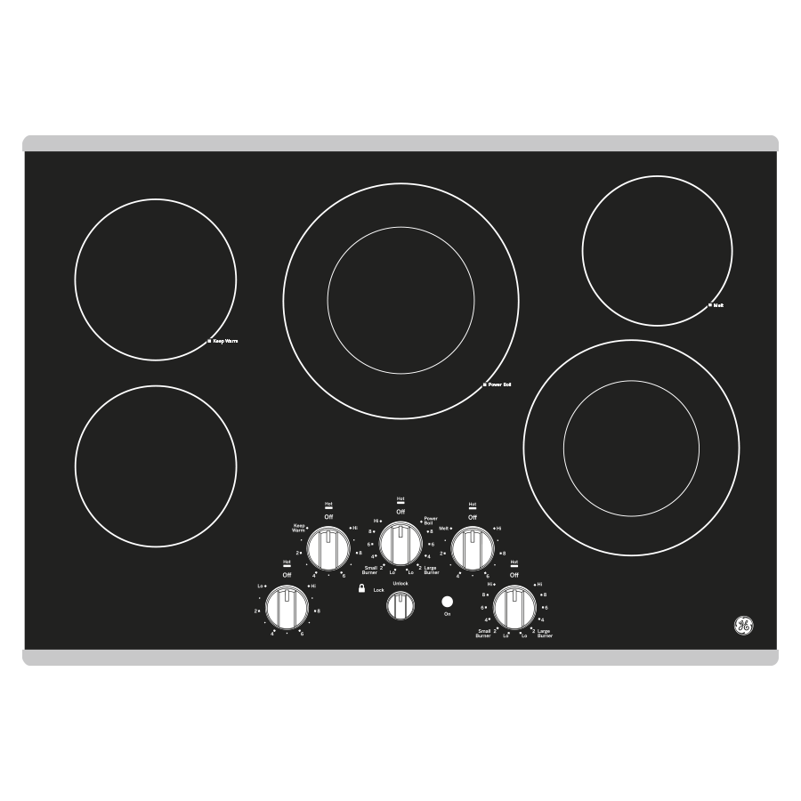 GE JEP5030STSS - 30 in. 5-Burner Electric Cooktop with Simmer Burner & Power Burner - Stainless Steel