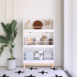 Wall Mounted Bookshelf, 3 Front Facing Display Shelves For Toddler Bedroom - White