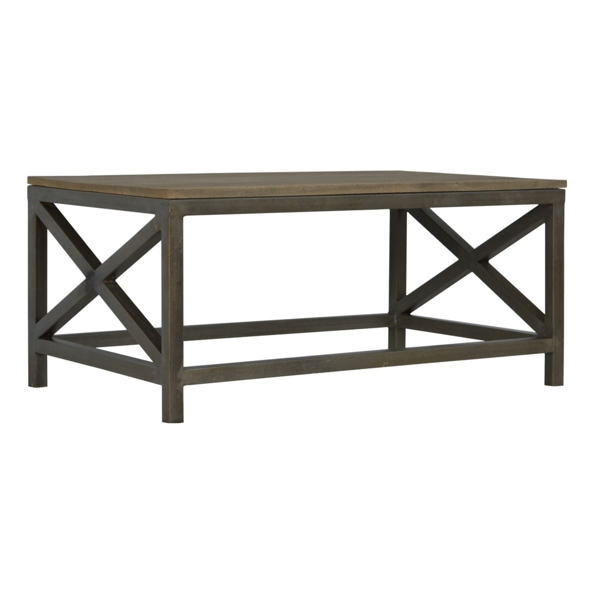 Cross Metal Coffee Table - Pewter