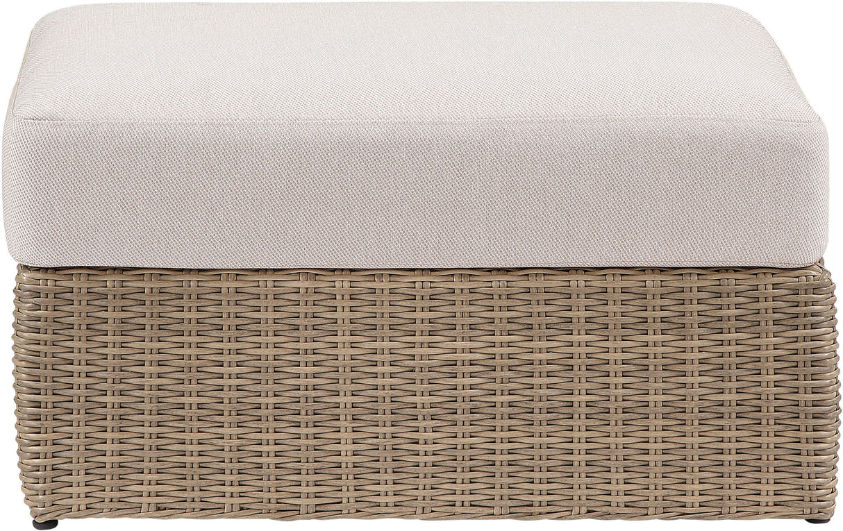 Seacrest - Olefin Water Resistant Fabric And Wicker Outdoor Patio Ottoman/Coffee Table