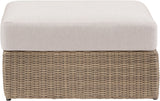 Seacrest - Olefin Water Resistant Fabric And Wicker Outdoor Patio Ottoman/Coffee Table