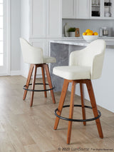 Ahoy - Contemporary Fixed-Height Counter Stool With Walnut Bamboo Frame (Set of 2)