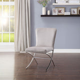 Daire - Side Chair Set of 2) - Light Gray Velvet & Chrome