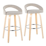 Grotto - Upholstered Fixed-Height Barstool (Set of 2) - Natural Wood
