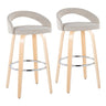 Grotto - Upholstered Fixed-Height Barstool (Set of 2) - Natural Wood