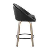 Matisse - 26" Highback Fixed-Height Counter Stool With Swivel And Round Chrome Metal Footrest (Set of 2) - Light Gray Wood