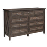 Rustic Storage Dresser With 9 Drawers And Silver Handle