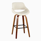 Fabrizzi - 30" Fixed-Height Barstool With Swivel And Square Black Metal Footrest (Set of 2) - Walnut Wood