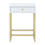 Coleen - Accent Table - White & Brass
