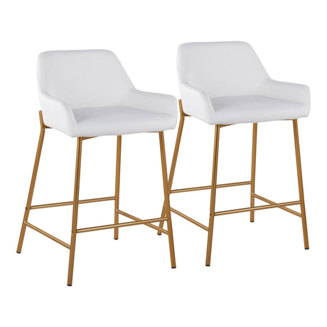 Daniella - Fixed-Height Counter Stool With Gold Frame (Set of 2)