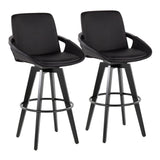 Cosmo - Fixed-Height Barstool (Set of 2) - Black Wood Base, Black Footrest