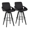Cosmo - Fixed-Height Barstool (Set of 2) - Black Wood Base, Black Footrest