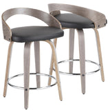 Grotto - Counter Stool (Set of 2) - Light Gray Wood And Black Faux Leather