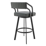 Scranton - 26" Swivel Modern Metal And Faux Leather Barstool - Slate Gray / Black