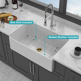 Single Bowl Apron Front Kitchen Sink - White
