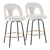 Ava - Upholstered Fixed-Height Barstool (Set of 2) - Black Base