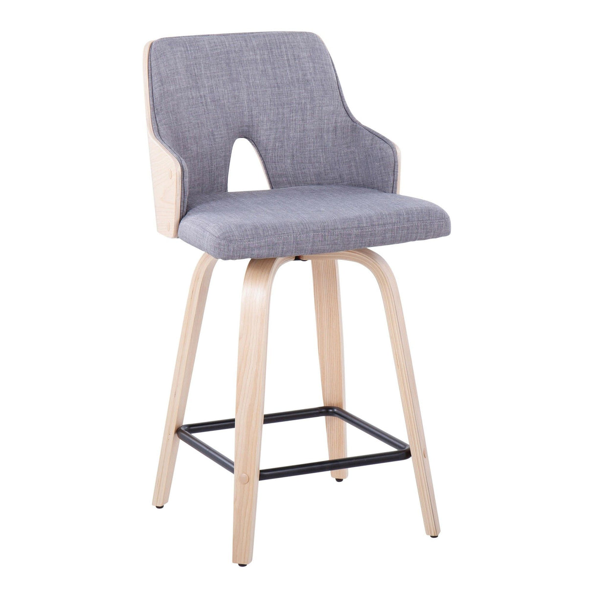 Santi - 24" Fixed-Height Counter Stool With Swivel - Natural Wood (Set of 2)
