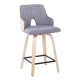 Santi - 24" Fixed-Height Counter Stool With Swivel - Natural Wood (Set of 2)