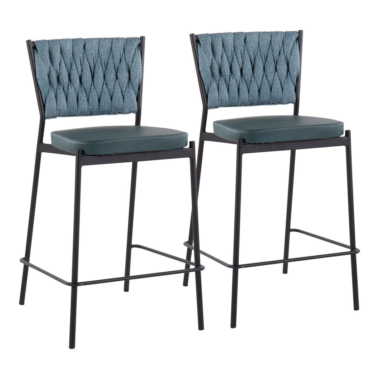 Tania - Braided Contemporary Counter Stool With Faux Leather Seat (Set of 2)