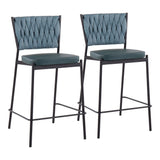 Tania - Braided Contemporary Counter Stool With Faux Leather Seat (Set of 2)