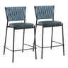 Tania - Braided Contemporary Counter Stool With Faux Leather Seat (Set of 2)