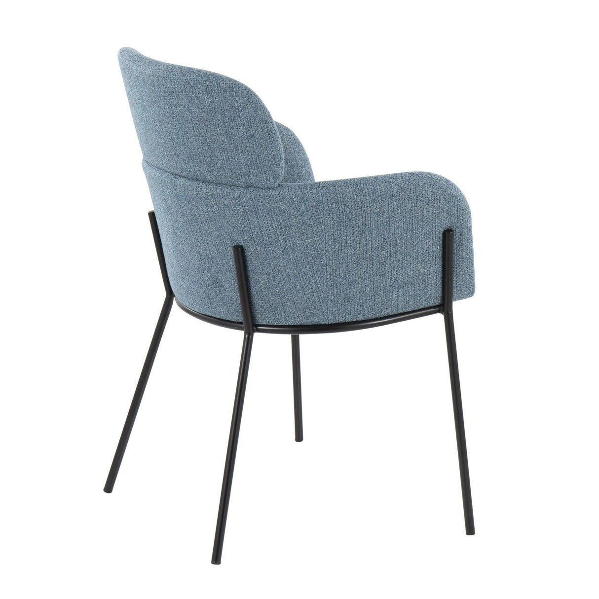 Milan - Contemporary Chair (Set of 2) - Black Metal And Blue Noise Fabric