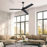 Westinghouse 73135LE Jax Industrial-Style 56-Inch Three-Blade Indoor Ceiling Fan, Matte Black Finish, Wall Control Included