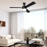 Westinghouse 73146LE Alta Vista 52-Inch Indoor Ceiling Fan, Dimmable LED Light Fixture with Color Temperature Selection, Matte Black Finish, Backlit Wall Control Included